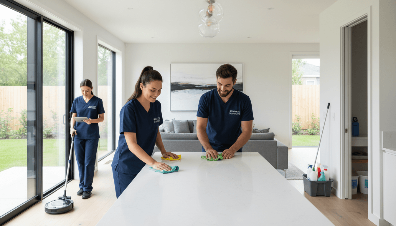 Professional cleaning team at work in a bright, modern home in Atlanta