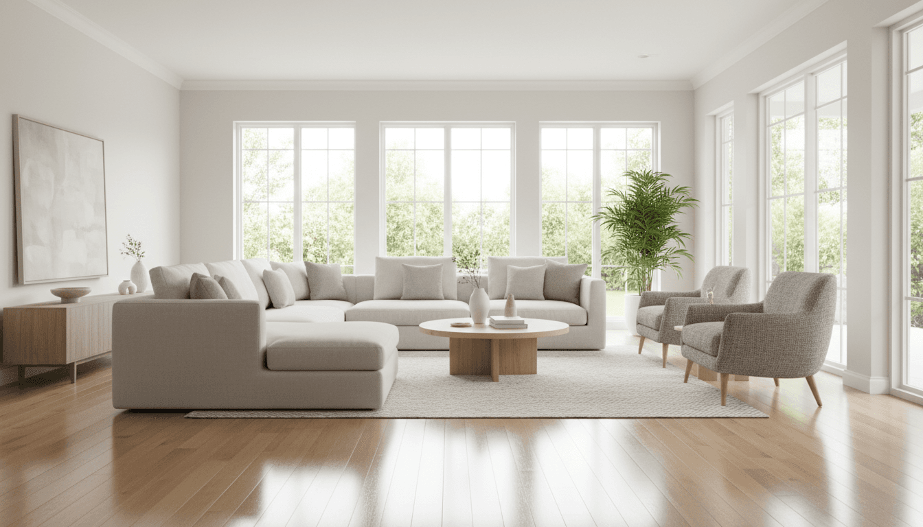 Bright airy living room after a professional deep cleaning