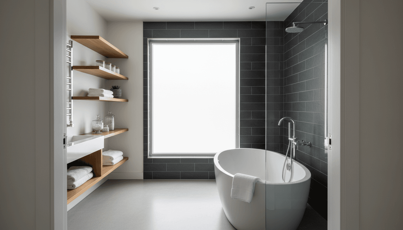 Spotless post-renovation bathroom with white subway tile, chrome fixtures, a freestanding tub, and morning light on freshly grouted floors