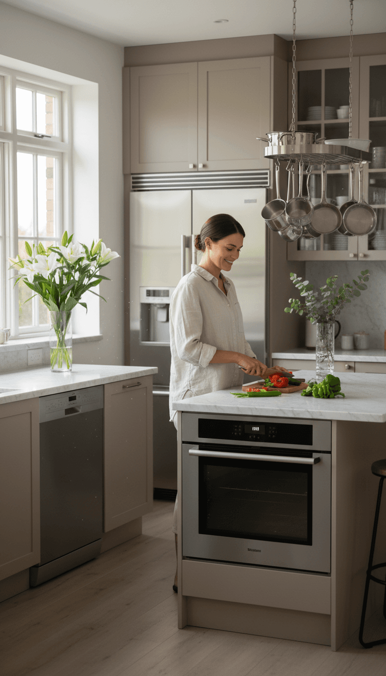 Spotless modern kitchen with gleaming countertops